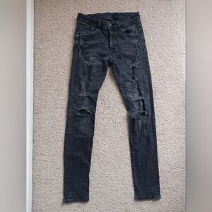 & Denim Faded Distressed Black Jeans size 30